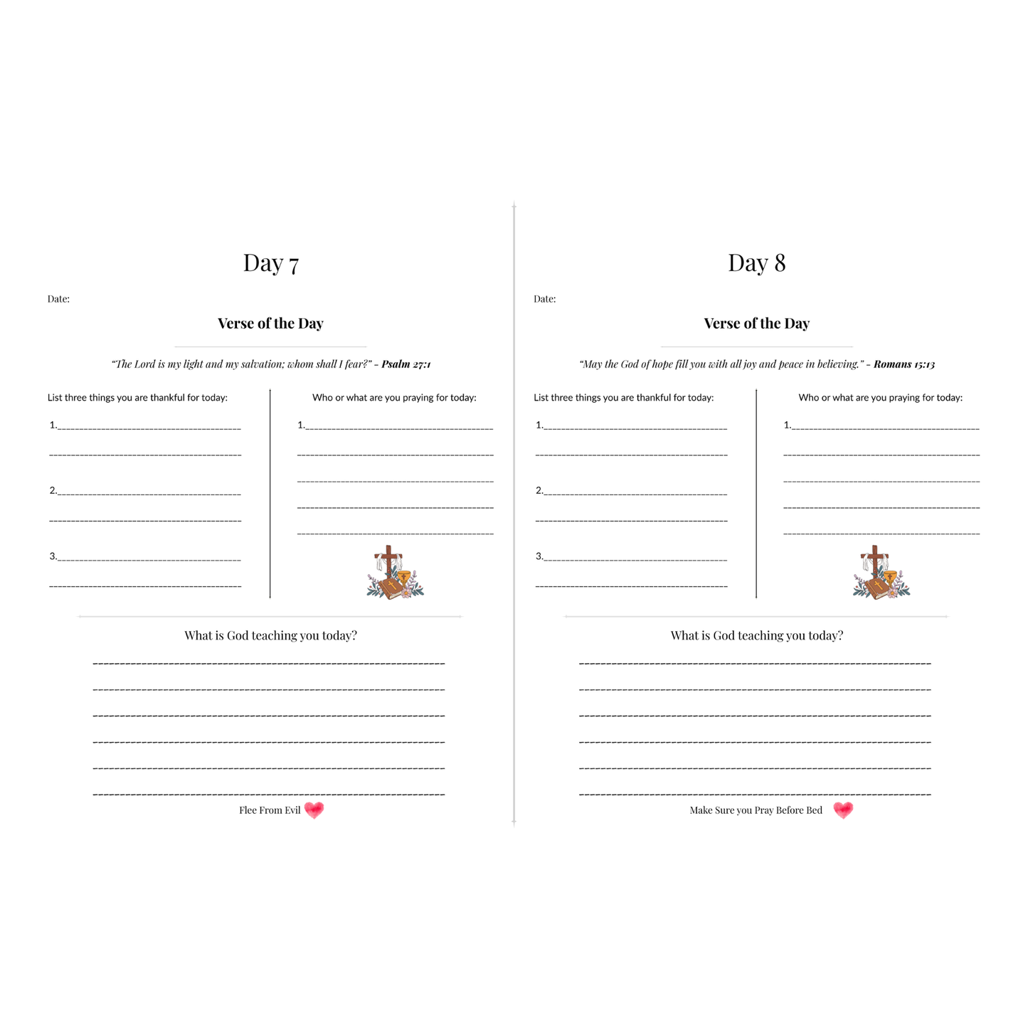 30 Day Prayer Journal Christian, Digital Download | Faith Journal, Guided Daily Devotional & Scripture Reflection Pages, Instant PDF