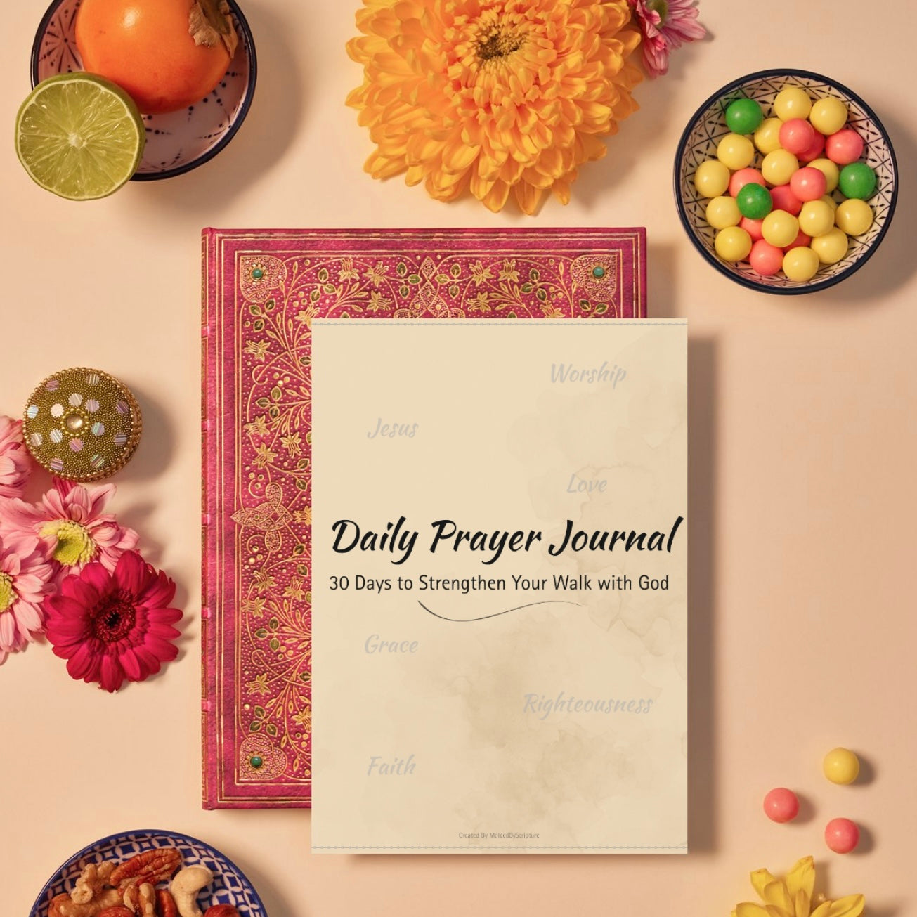 30 Day Prayer Journal Christian, Digital Download | Faith Journal, Guided Daily Devotional & Scripture Reflection Pages, Instant PDF